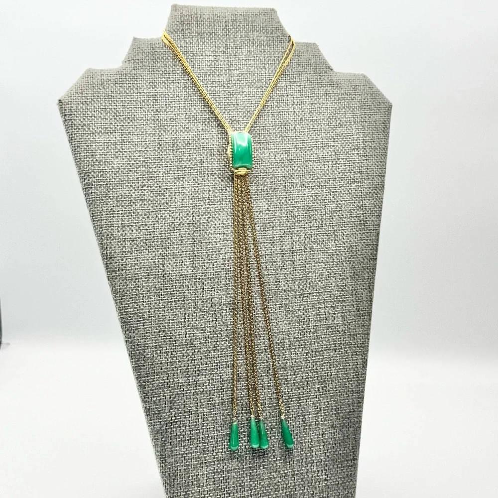 Vintage Green Glass Gold Plated Slide - Picture 14 of 14